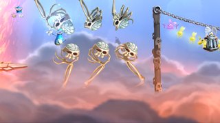 Bouncing skulls carried by skeleton arms in Grannies World Tour