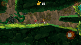 The player has to jump to take the top path here.