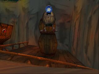 The Barrel Pirates in the PlayStation version shoot electrical spheres.