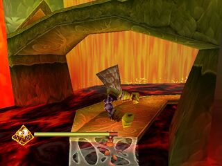 Foutch can only be hurt by causing a stalactite to fall on his head.