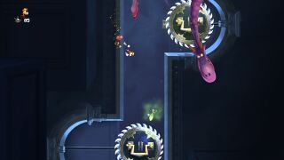 The dragons chasing Rayman and Murfy.