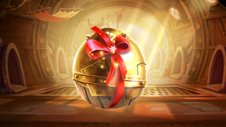A gold Surprise Armored-Egg ready to be broken.