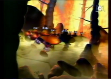 Guards marching among the burning forest.