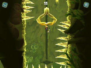 Rayman grabbing onto a handle