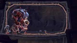 The fight takes place an area with a layout similar to that of the second area of Poor Little Daisy.