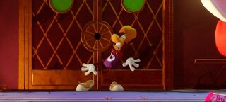 Rayman's initial reaction upon seeing the Rabbids