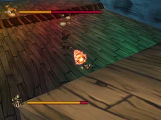 The same Ninja Henchman shooting large energy projectiles.