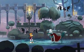Rayman encountering an unknown enemy.