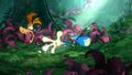 Rayman and Globox continuing to slap each other about after their first meeting.