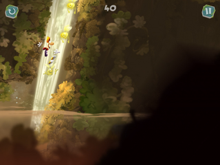 Rayman shooting up a geyser