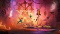 Rayman, Globox and two Teensies side to a Fakir.