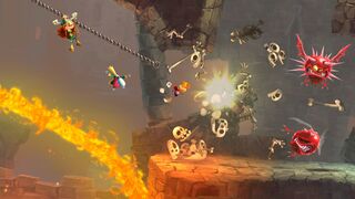 Rayman, Barbara and the Grand Minimus in a castle.