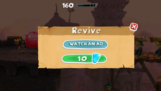 The option to revive for 10 gems.