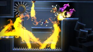 Rayman and Barbara dodging flames.