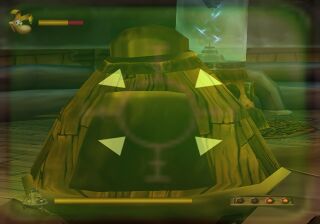 Rayman targeting Boss Biditank.
