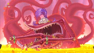 Rayman punching Big Mama's eyes.