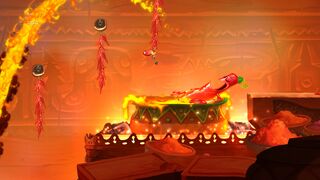 A chilli pepper relaxing in fire.
