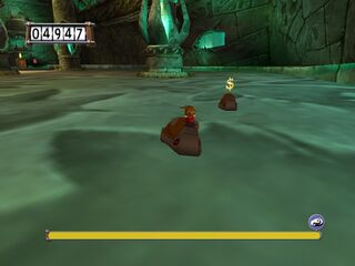 Rayman chasing his Crazy Shoe.