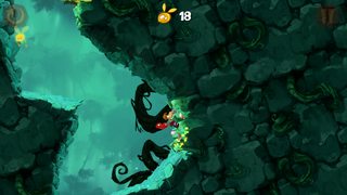 Rayman running on a wall.