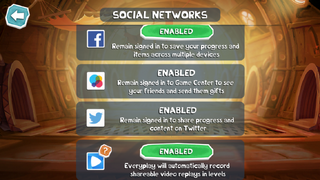 The Social Networks page in the settings.