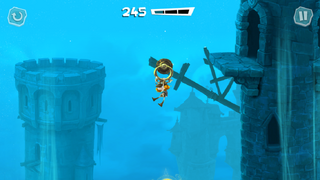 Castles in the background and foreground in Rayman Adventures.