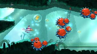 Many spiky flowers appear in the level.
