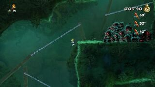 Dark creatures chasing Rayman.