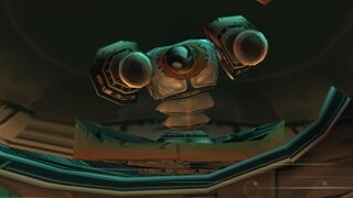 A close-up view of the plasma cannon inside Céloche's mouth.