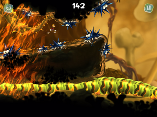 A group of spiky Darktoons and a caterpillar
