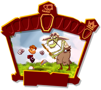 The icon for the Punch level pack, which shows Rayman charging up an attack against a Lividstone