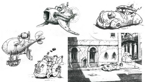 The many types of vehicles that were planned for Rayman 2000, including Inspector Grub's car.