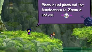 In the Sony PlayStation Vita version the player can also zoom in and out by pinching with two fingers on the screen.