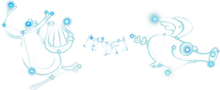 Detailed view of the winged pig constellation in Rayman Legends.