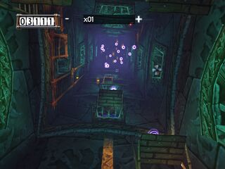Rayman must reach the top of the room with multiple platforms and Laser-Washing Powder.