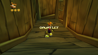 In the second section of the Top of the World, just under the hole after the section with kegs. The first Barrel Pirate must not be defeated or the code will not work.