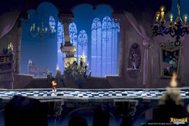 Rayman in a part of the Dracula's castle