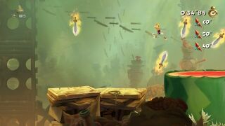 Flying swords homing in on Rayman.