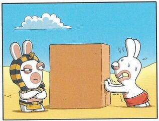 The Rabbid chief dressed as a pharaoh in Givrés !.