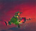 Just one of my favourite pieces of official artwork, depicting Lunette (the Spyglass Pirate) running across boiling lava, as instructed by his dear employer Admiral Razorbeard.